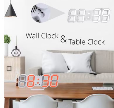 3D LED Wall Clock Modern Design Digital Table Clock Alarm Nightlight Saat Reloj De Pared Watch for Home Living Room Decoration